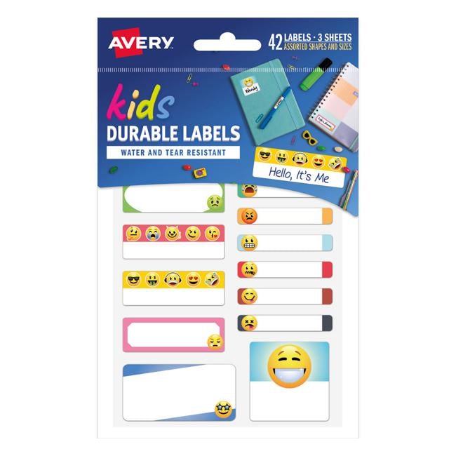Avery School Label Multipack - Hello It's Me Emoji 3 pk-Officecentre