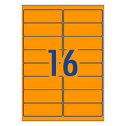 Avery Shipping Label L7162FO Fluoro Orange Laser 99.1x34mm 16up 25 Sheets-Officecentre