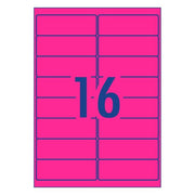 Avery Shipping Label L7162FP Fluoro Pink Laser 99.1x34mm 16up 25 Sheets-Officecentre