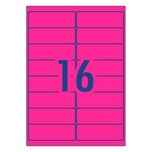 Avery Shipping Label L7162FP Fluoro Pink Laser 99.1x34mm 16up 25 Sheets-Officecentre