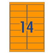 Avery Shipping Label L7163FO Flo Orange Laser 99.1x38.1mm 14up 25 Sheets-Officecentre