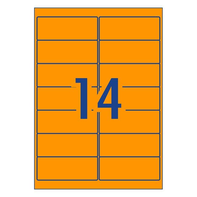 Avery Shipping Label L7163FO Flo Orange Laser 99.1x38.1mm 14up 25 Sheets-Officecentre