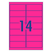 Avery Shipping Label L7163FP Flo Pink Laser 99.1x38.1mm 14up 25 Sheets-Officecentre