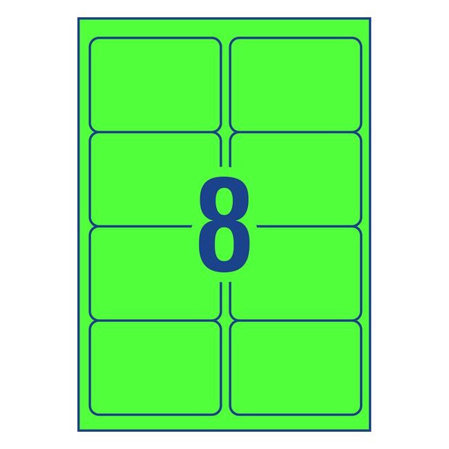 Avery Shipping Label L7165FG Fluoro Green 99.1x67.7mm 8up 25 Sheets-Officecentre
