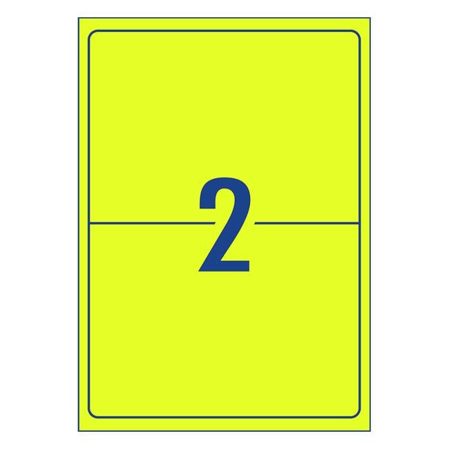 Avery Shipping Label L7168FY Fluoro Yellow 199.6x143.5mm 2up 25 Sheets-Officecentre