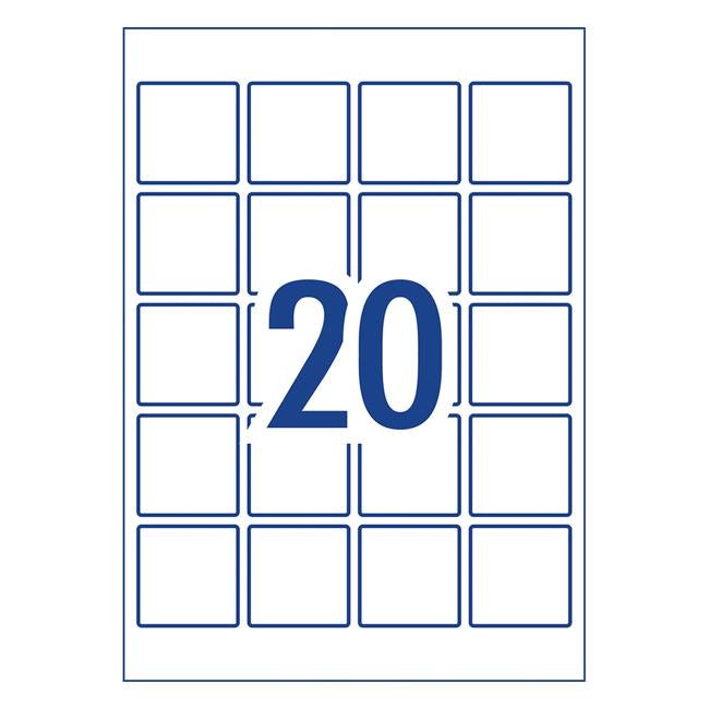 Avery Square Glossy Labels L7124 10 Sheets 20up-Officecentre