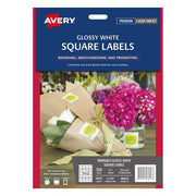 Avery Square Glossy Labels L7124 10 Sheets 20up-Officecentre