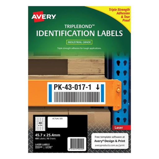 Avery Triplebond Label L6140 White 40 Up 10 Sheets Laser 45.7×25.4mm-Officecentre