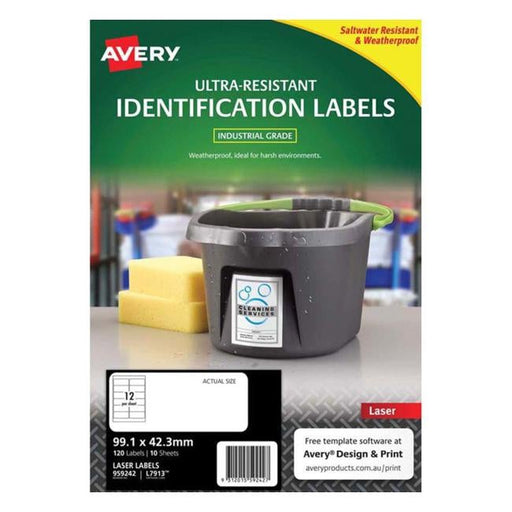 Avery Ultra Resistant Id Label L7913 White 12 Up 10 Sheets Laser 99.1×42.3mm-Officecentre