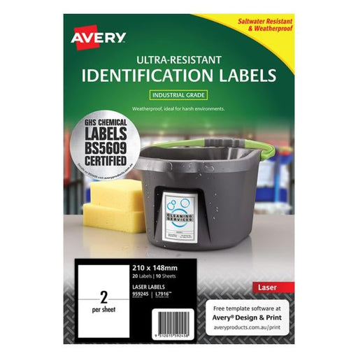 Avery Ultra Resistant Id Label L7916 White 2 Up 10 Sheets Laser 210x148mm-Officecentre