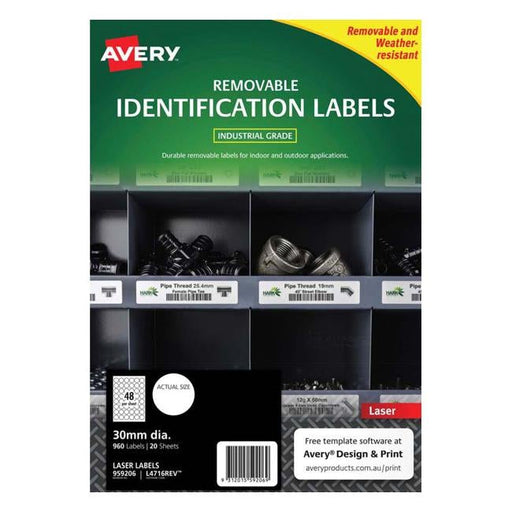 Avery Weather Resistant Label L4716 White 48 Up 20 Sheets Laser 30mm Removable-Officecentre
