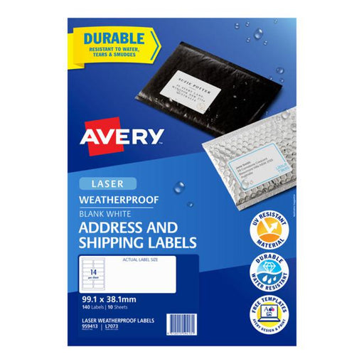 Avery Weatherproof Label L7073 99.1×38.1mm 14 up 10 Sheets-Officecentre