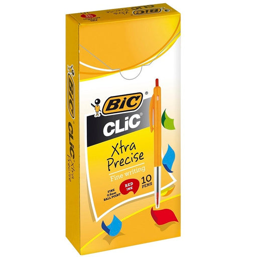 Bic Clic Xtra Precise Fine Ballpoint Pen Red Box 10-Officecentre