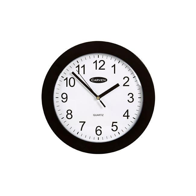 Carven clock 250mm black frame-Officecentre