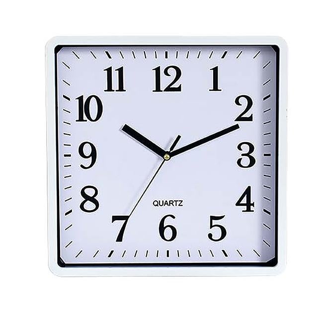 Carven clock 250mm square white frame-Officecentre