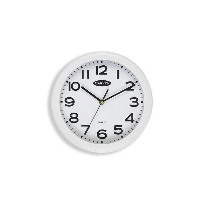 Carven clock 250mm white frame-Officecentre