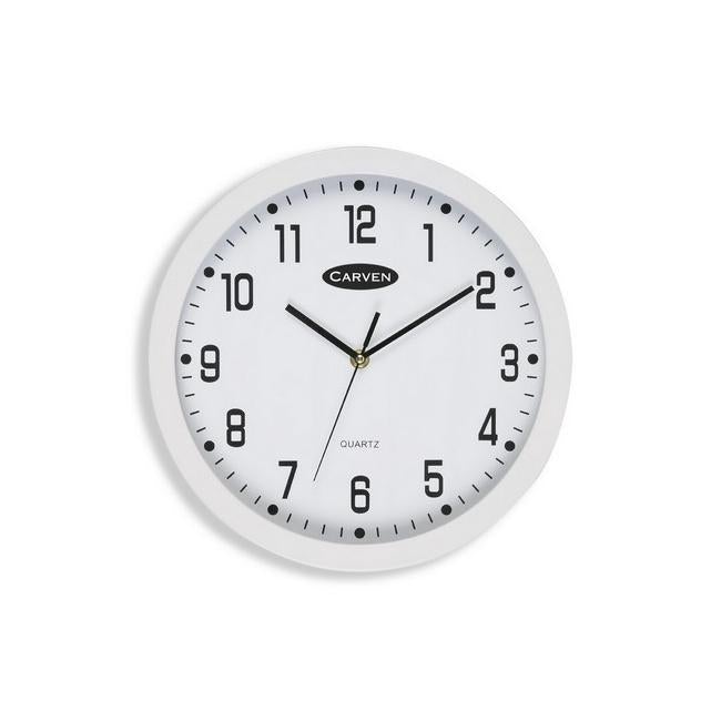 Carven clock 300mm white frame-Officecentre