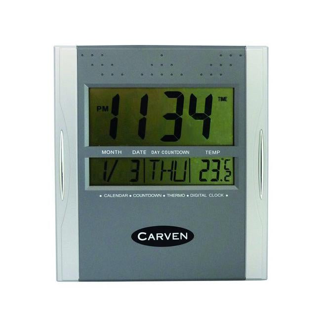Carven digital clock silver-Officecentre