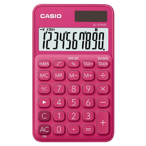 Casio SL310UCBK Hand Held 10 Digit Calculator Red-Officecentre