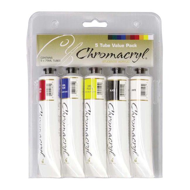 Chromacryl Acrylic Paint 5 X 75ml Set-Officecentre