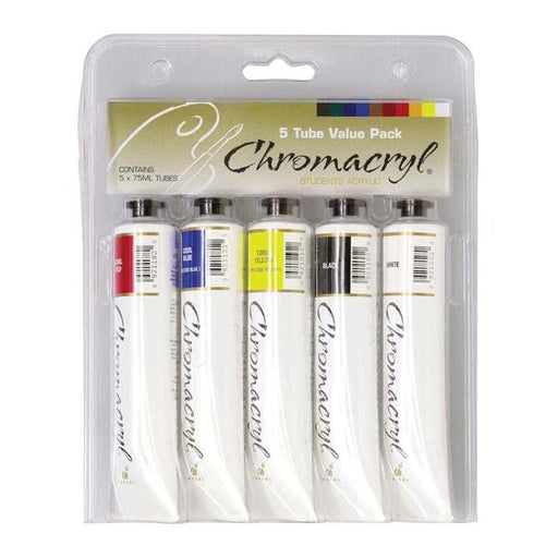 Chromacryl Acrylic Paint 5 X 75ml Set-Officecentre