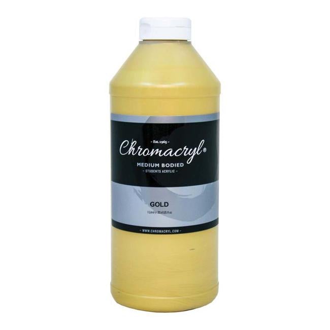 Chromacryl Acrylic Paint Student 1 Litre Gold-Officecentre