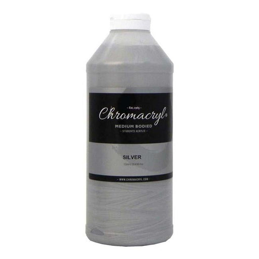 Chromacryl Acrylic Paint Student  1 Litre Silver-Officecentre