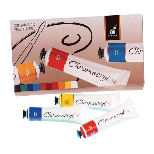 Chromacryl  Acrylic Paint Student 10 X 75ml Set-Officecentre