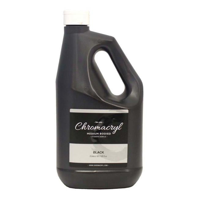 Chromacryl Acrylic Paint Student  2 Litre Black-Officecentre