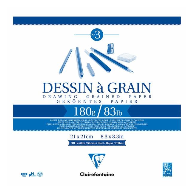 Clairefontaine Drawing Pad Grain 21x21cm 180g 30sh-Officecentre