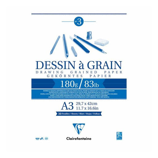 Clairefontaine Drawing Pad Grain A3 180g 30sh-Officecentre