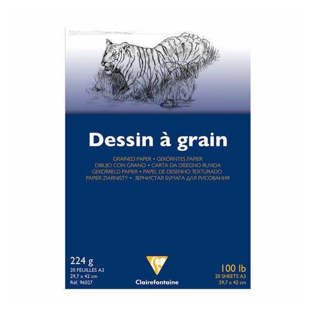 Clairefontaine Drawing Pad Grain A3 224g 20sh-Officecentre