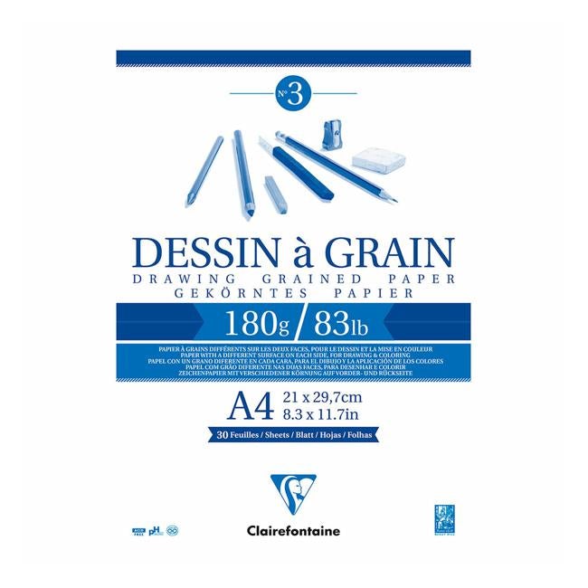 Clairefontaine Drawing Pad Grain A4 180g 30sh-Officecentre