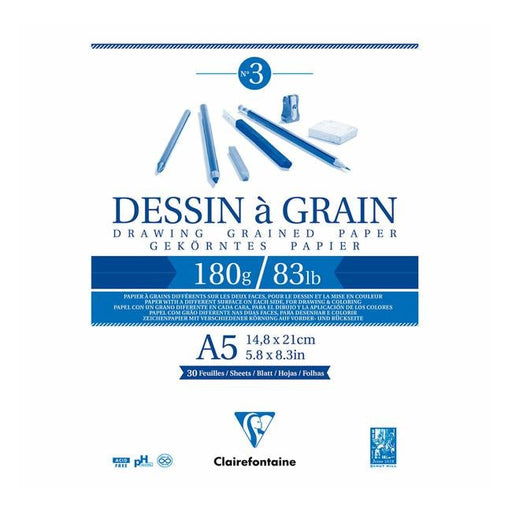 Clairefontaine Drawing Pad Grain A5 180g 30sh-Officecentre