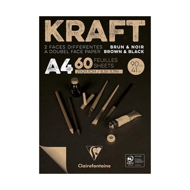 Clairefontaine Kraft Pad Brown Black A4 60sh-Officecentre