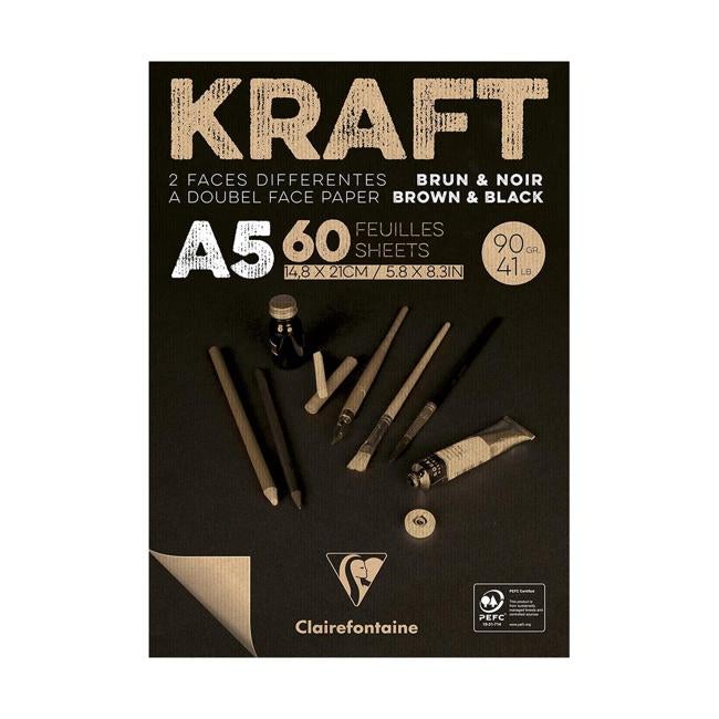 Clairefontaine Kraft Pad Brown Black A5 60sh-Officecentre