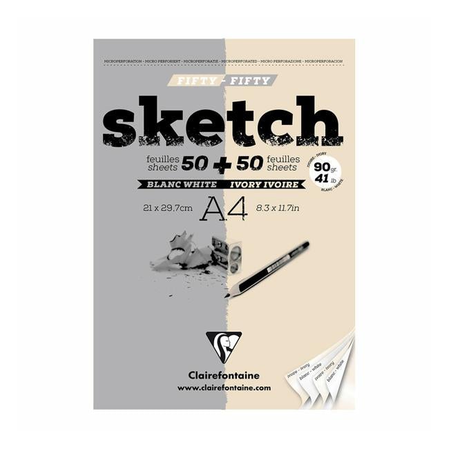 Clairefontaine Sketch Pad A4 White and Ivory-Officecentre