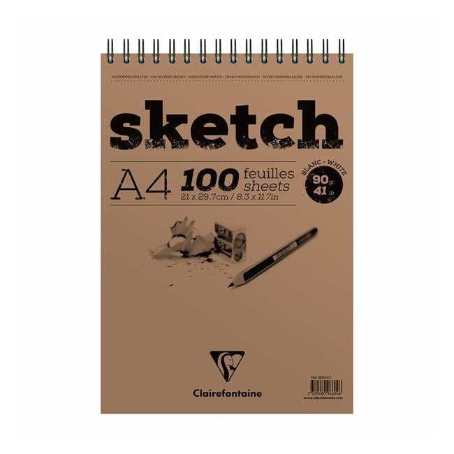 Clairefontaine Sketch Spiral Pad A4 White-Officecentre