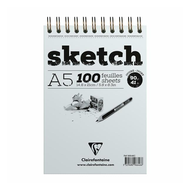Clairefontaine Sketch Spiral Pad A5 Ivory-Officecentre