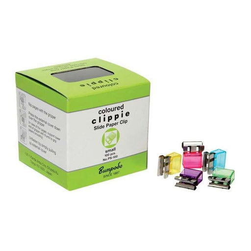 Clippie Paper Clip Slide Small Coloured Box 100-Officecentre