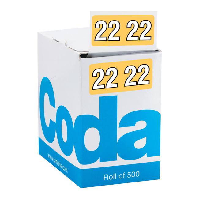 Codafile Label 25mm Year 2022 Roll 500-Officecentre