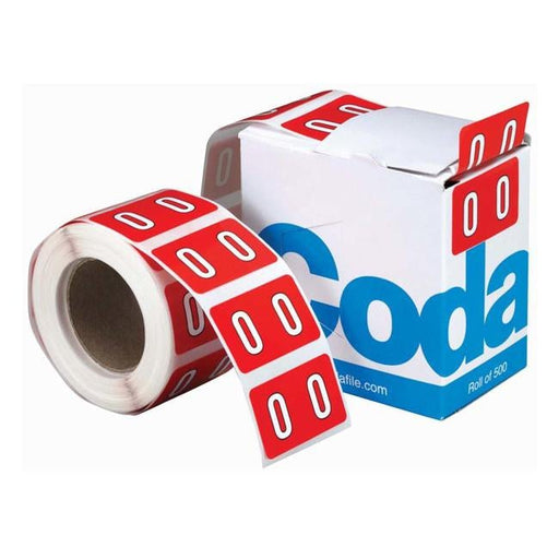 Codafile Label Numeric 0 25mm Roll 500-Officecentre