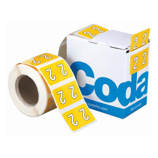Codafile Label Numeric 2 25mm Roll 500-Officecentre