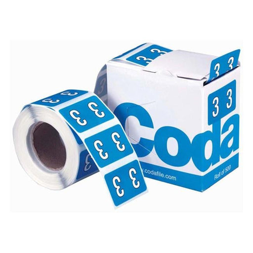 Codafile Label Numeric 3 25mm Roll 500-Officecentre