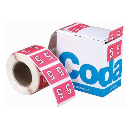 Codafile Label Numeric 5 25mm Roll 500-Officecentre