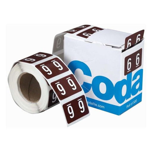 Codafile Label Numeric 6 25mm Roll 500-Officecentre