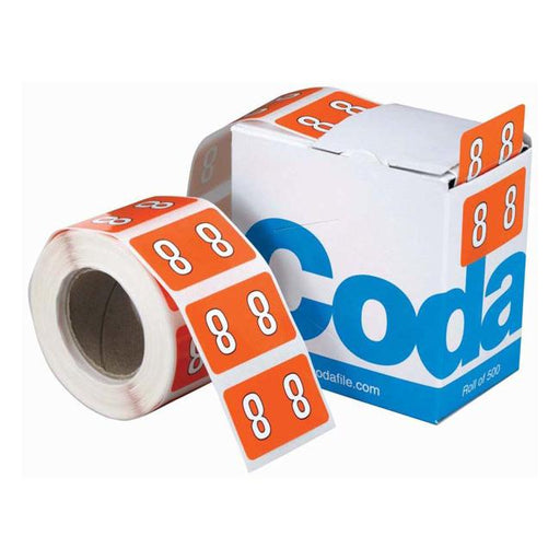 Codafile Label Numeric 8 25mm Roll 500-Officecentre