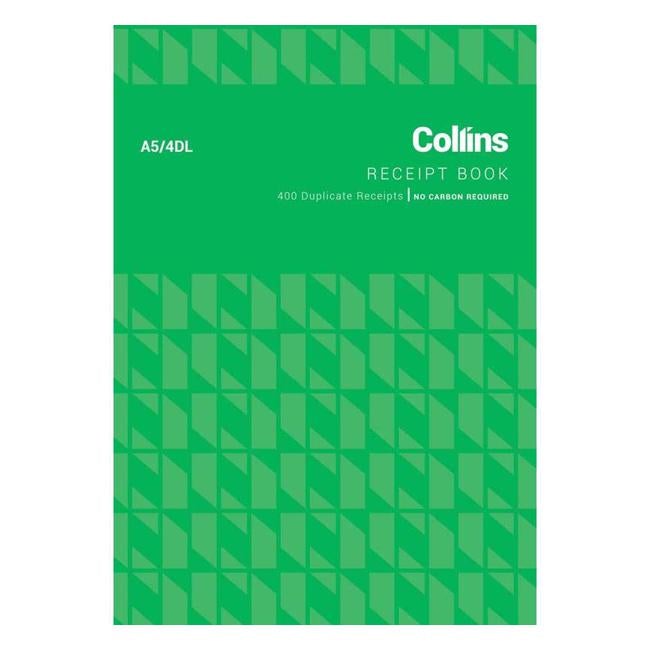 Collins Cash Receipt A5 4dl 100 Leaf Duplicate No Carbon Required-Officecentre