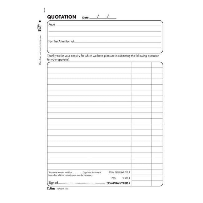 Collins Quotation A5/50dl Duplicate No Carbon Required-Officecentre