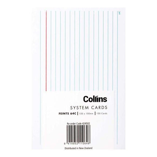 Collins System Card Feints 64c 150x100mm Pack 100-Officecentre
